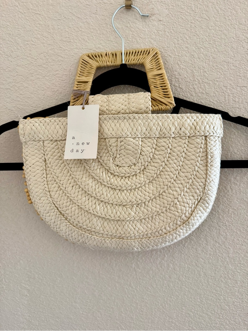 a new day Natural Woven Bead Straw Tote - Picture 2 of 6